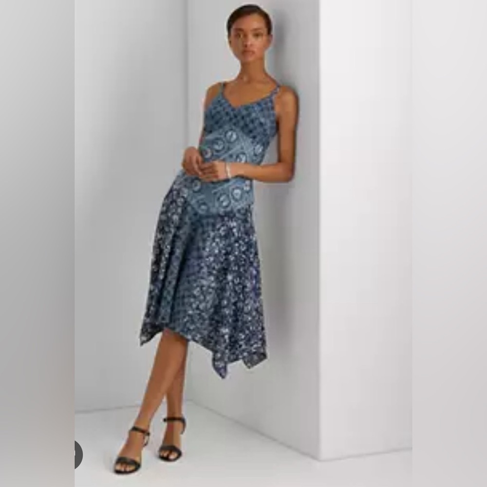 Lauren Ralph Lauren Patchwork-Print Linen Sleeveless Dress - Picture 2 of 8